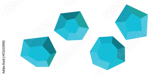 Cartoon stones. Rock stone isometric set. Blue boulders, natural building block shapes, wall stones. 3d flat isolated illustration. Vector collection.