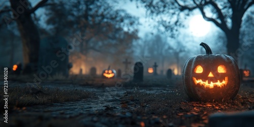 Wallpaper Mural Halloween pumpkins halloween atmosphere spooky. Torontodigital.ca