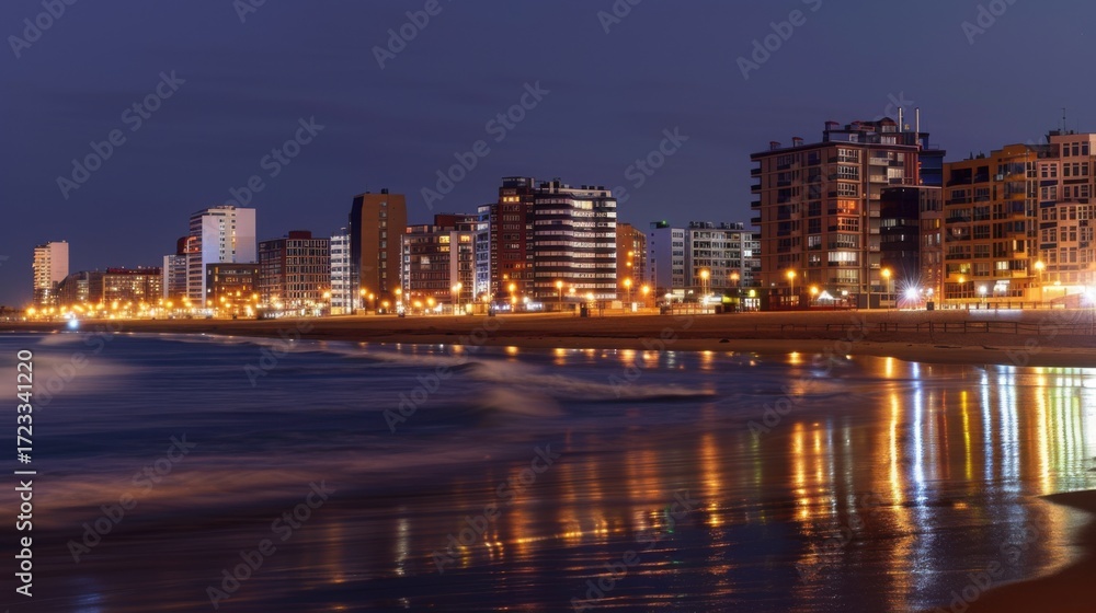 Obraz premium Night Urban Landscapes: City Skyline Lights, River Reflections & Panoramic Cityscape Views