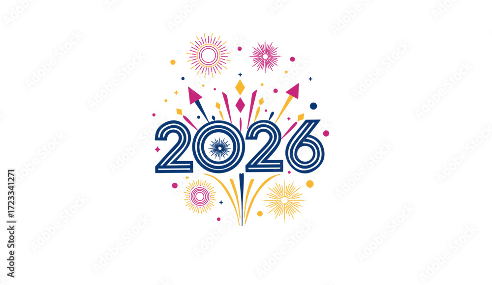 Fototapeta premium 2026 happy new year celebrations 2026 typography design 
