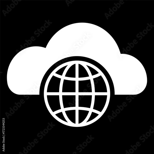 Cloud network icon. Global access symbol. Internet service Vector. World wide data.