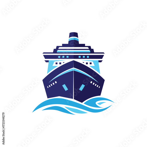 Cruise Ship Icon, Ocean Liner, Boat, Travel, Vector