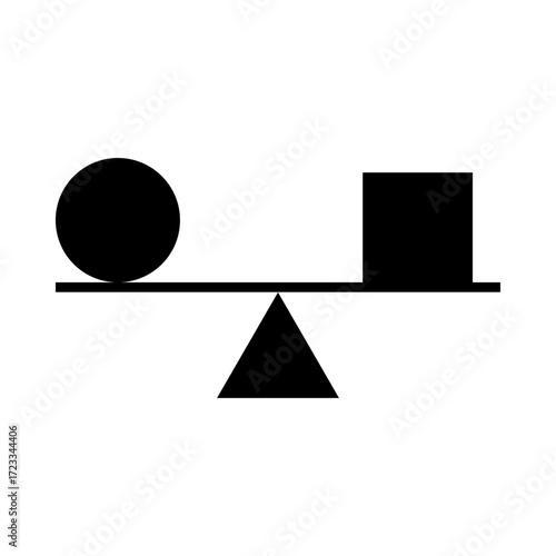 Scales balance illustration. Circle square symbol. Business equality concept. Vector weight graphic.