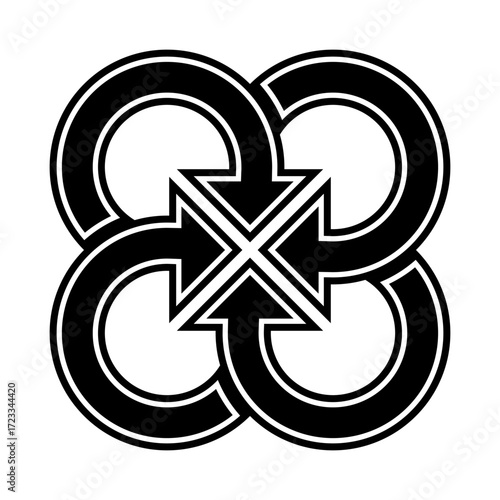 Circle arrows illustration. Teamwork unity symbol. Perpetual motion graphic. Vector loop concept.