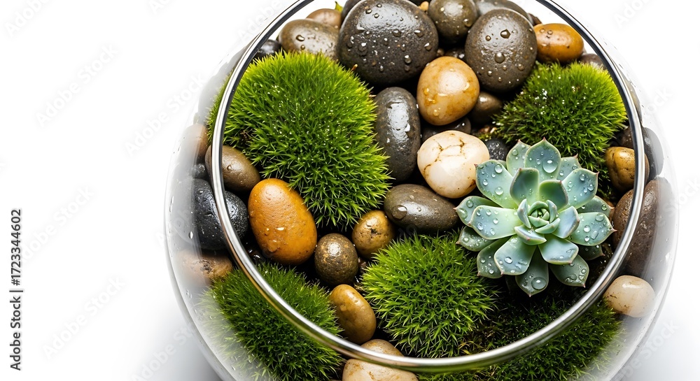 Obraz premium 아름다운 선인장과 이끼 테라리움 사진