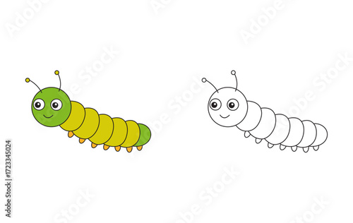 Cute caterpillar kids drawing page, perfect for coloring and fun learning activities for children.