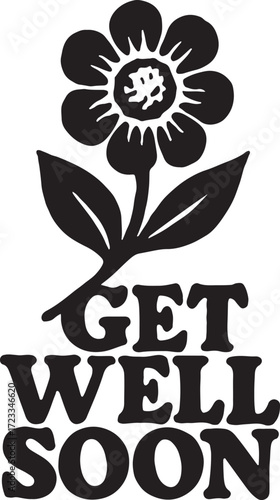 Vintage floral get well card silhouette vector for heartfelt wishes and elegant designs.