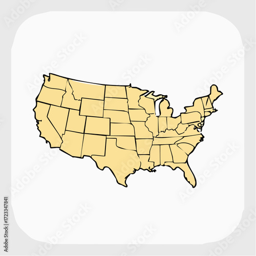 Illustration of the united states of america map with state borders on a white background design view