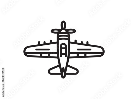 Elegant Aviation Airplane Icon with Clean Line Drawing