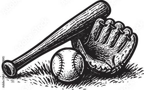 Baseball bat glove and ball vector illustration