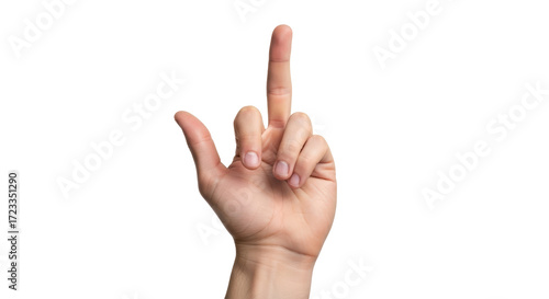 Isolated middle finger gesture, human hand showing offensive sign, attitude and rebellion