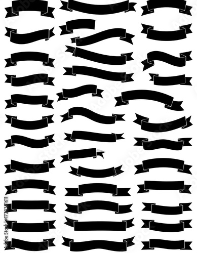 Black ribbon banners in various shapes