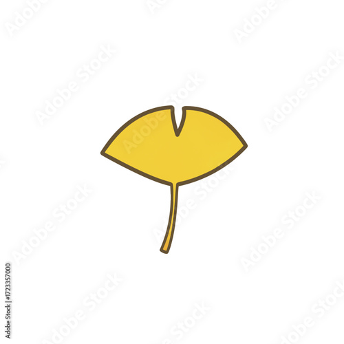黄色いイチョウの葉 イラスト / Yellow Ginkgo Leaf Illustration