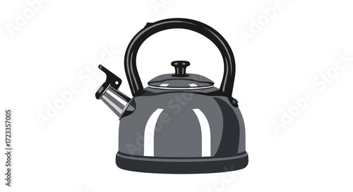 A classic stovetop kettle with a comfortable handle and a prominent spout ready for use.