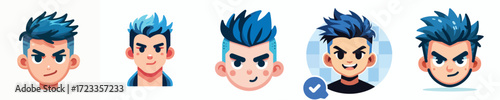 vector avatar of a person with colored blue mohawk hair