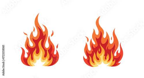 Two stylized depictions of flames in an illustrative style.