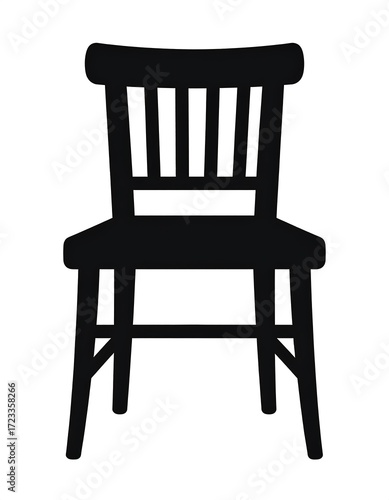 Simple, stylized illustration of a wooden chair, showcasing its classic design elements.