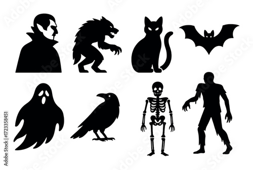 Glowing skeleton surrounded by dark mythical creatures silhouettes
