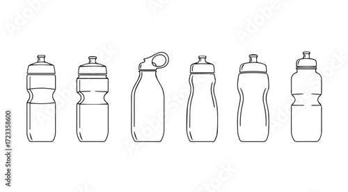 Collection of various sports water bottle designs silhouette