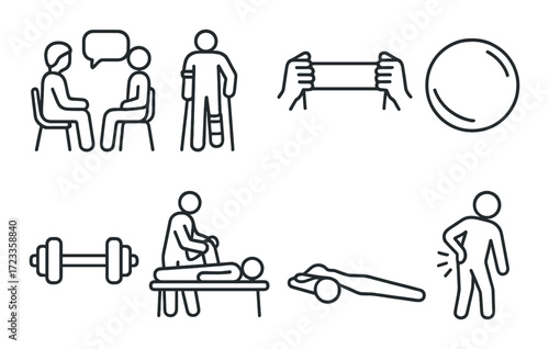 Illustrated physical therapy exercises and techniques for rehabilitation