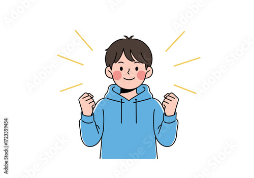 Young Boy Celebrating Success with Enthusiasm and Joy.