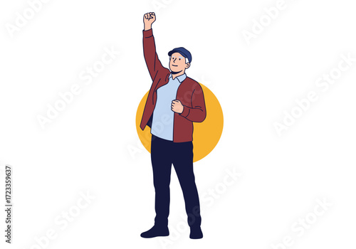 Man holding up a phone in a public transport vehicle.