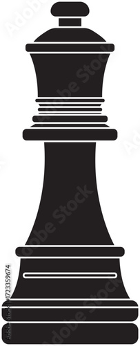 Black chess queen silhouette vector, powerful and versatile piece symbolizing dominance, intelligence, and strategy. Perfect for game icons, educational graphics, logos, or creative abstract artwork.