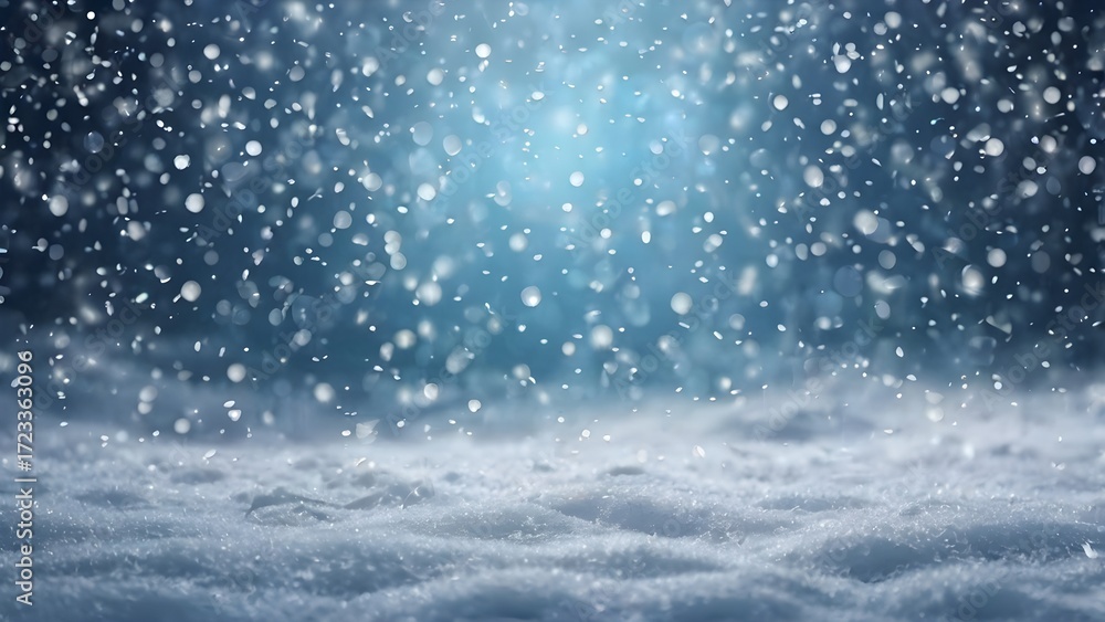 Obraz premium Falling Snowflakes with Bokeh on Winter Background