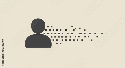 Person dissolving into digital data concept for privacy loss and technology