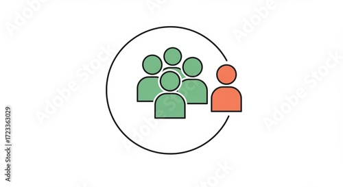 Diverse team members collaborating within a circle, one outlier stands apart