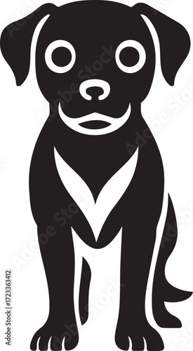 Simple sitting dog with chest detail, Minimalist dog silhouette vector