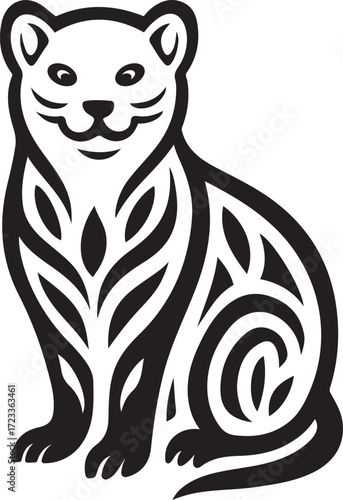 Wallpaper Mural Stylized sitting cat with tribal patterns, Tribal style feline silhouette design Torontodigital.ca