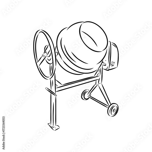 concrete mixer construction, vector sketch