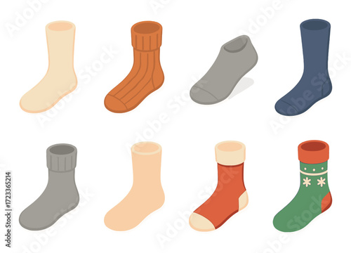 Colorful varieties of socks displayed in warm and cool tones