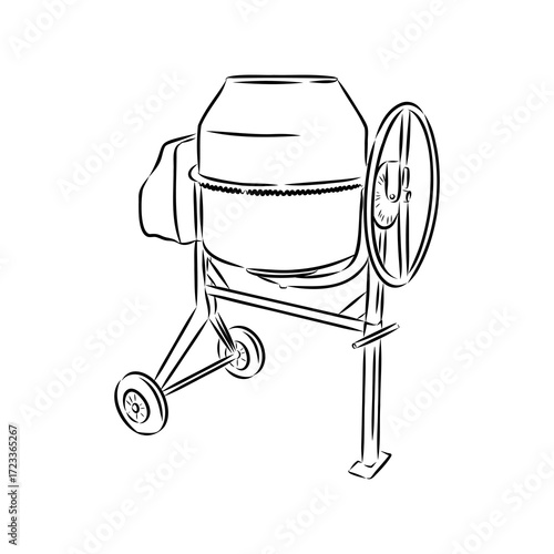 concrete mixer construction, vector sketch
