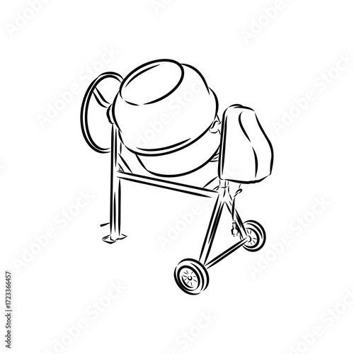 concrete mixer construction, vector sketch