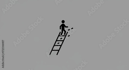 Person falling from broken ladder symbolizing failure, risk, or setback in career