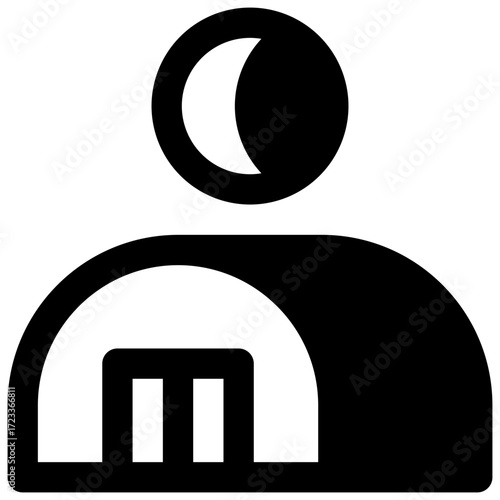 Camp. Outlined stroke vector icon with black-filled details.