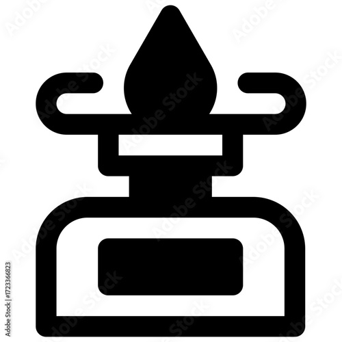 Camping stove. Outlined stroke vector icon with black-filled details.