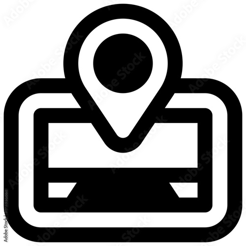 GPS. Outlined stroke vector icon with black-filled details.