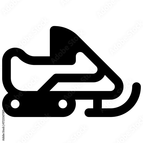 Snowmobile. Outlined stroke vector icon with black-filled details.