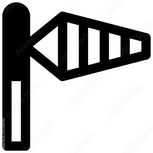 Wind. Outlined stroke vector icon with black-filled details.