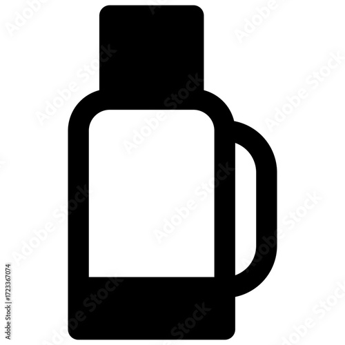Thermos flask. Outlined stroke vector icon with black-filled details.