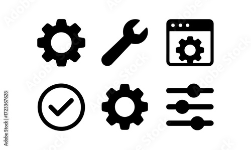 Vector settings icons collection for user interface and application design