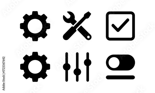 Essential vector settings icons for user interface and design projects