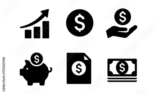 Financial symbol vector set for business and investment design