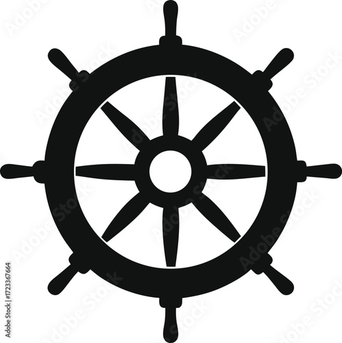 Ship steering wheel  vector illustration on transparent background.