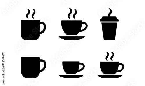 Minimalist coffee cup vector icons for cafes and beverage designs