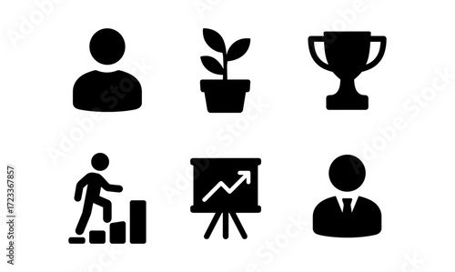 Personal growth and achievement icons for design and communication projects