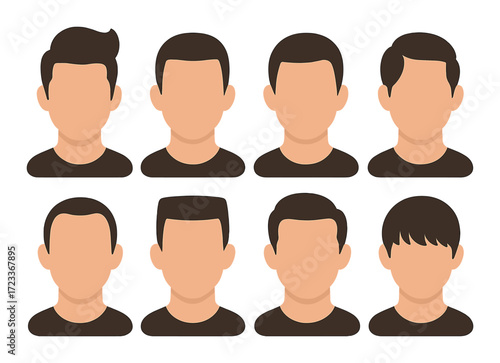 Silhouette collection of male hairstyles on wooden background